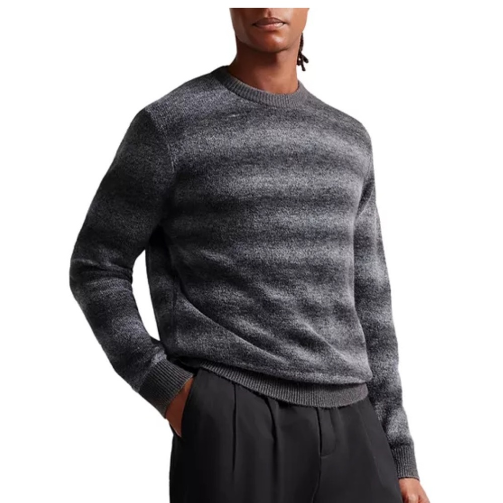 NEW Ted Baker Abulti Striped Crewneck Sweater in Grey, Size 5/XL